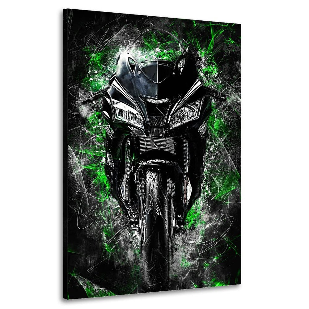 Kunstgestalten24 Kawasaki ZX10 Canvas Wall Art, XXL Living Room Decor