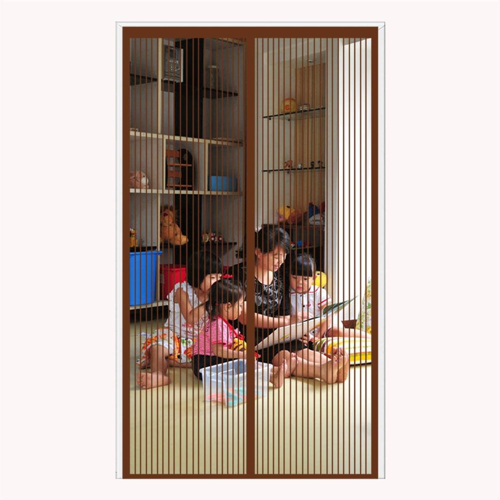 ERPENG Fly Screen Curtain 225 x 255 cm, Magnetic Insect Protection, Easy to Install Without Drilling, for Balcony, Basement, and Patio Doors, Brown