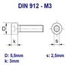 M3 Socket Head Cap Screws with Nut and Washer, Zinc-Plated Steel, 4–50 mm (10, M3 x 14 mm) view 2