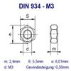M3 Socket Head Cap Screws with Nut and Washer, Zinc-Plated Steel, 4–50 mm (10, M3 x 14 mm) view 3