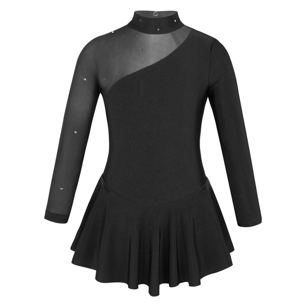 LiiYii Girls' Figure Skating and Ballet Leotard Dress, Black, 116