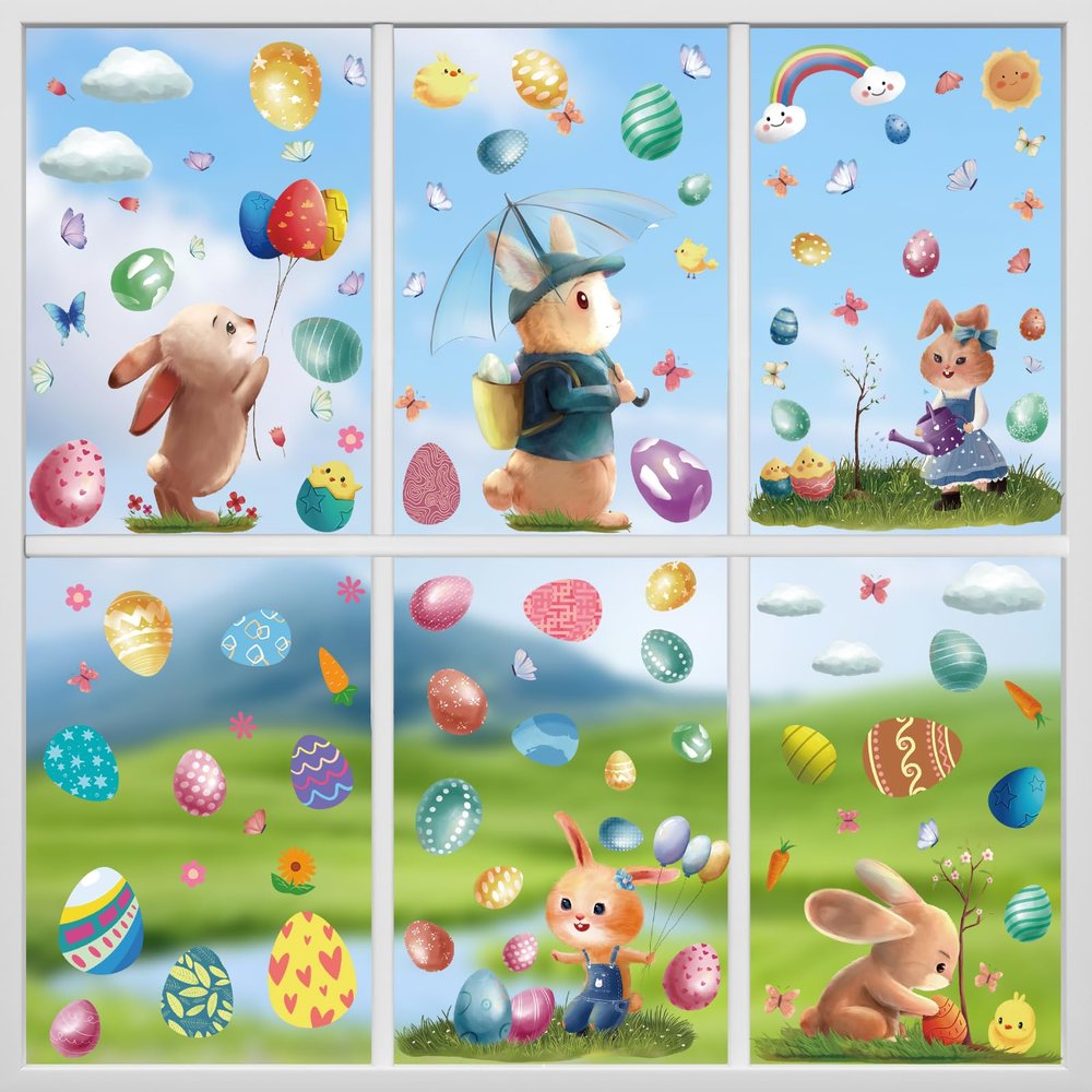 Hianjoo Easter Window Stickers - 9 Sheets