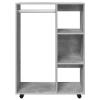 Susany Wardrobe with Open Compartment, 3 Side Shelves and Casters, Concrete Gray, 80 x 40 x 110 cm view 3