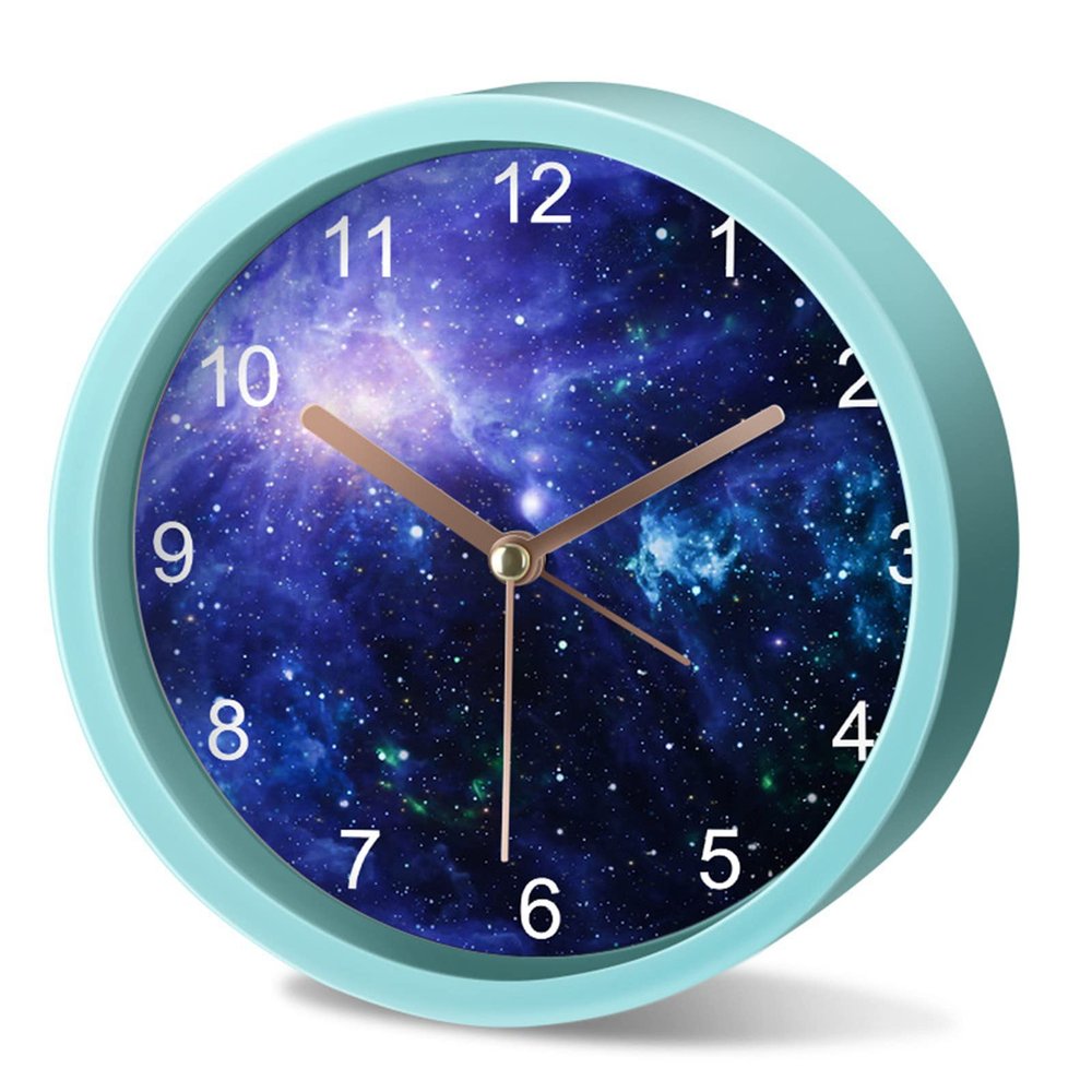 EXQULEG Kids' Silent Analog Alarm Clock, Space Astronaut Design (NZ165)