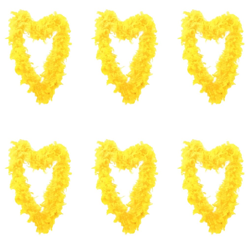 Yellow Feather Boas, 180 cm, 80 g, 6-Pack