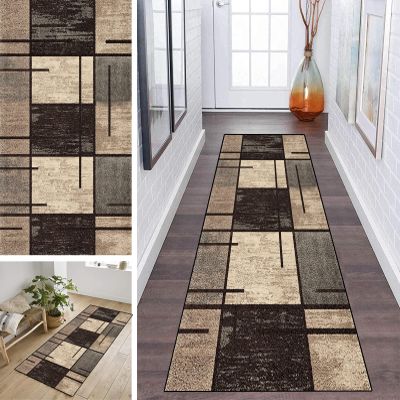 ZDYHMrj Brown Washable Non-Slip Hallway Runner Rug, 40–100 cm Wide