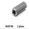 Zinc-Plated Long Hex Coupling Nuts, M12 × 60 mm, 5-Piece Set view 3