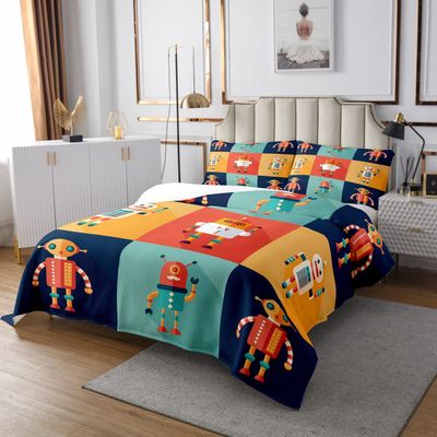 Sunnybed Robot Bedspread Set 170 x 210 cm, Space Robot Design, 1 Pillowcase