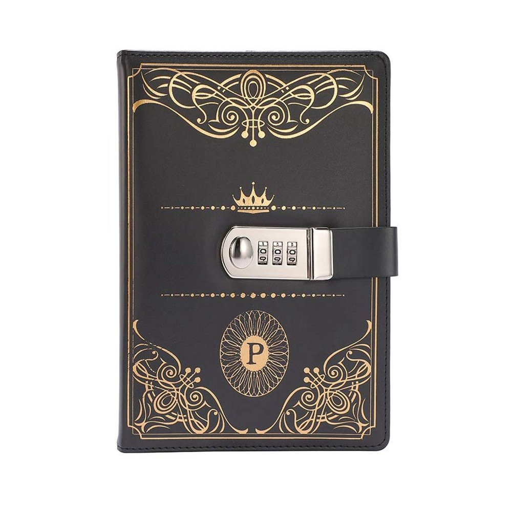 XXZY Retro Password-Lock Journal Notebook, Black
