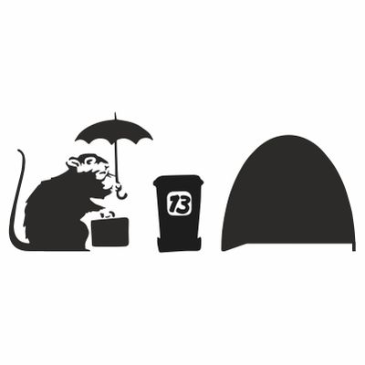 Banksy Rat Wall Decal Set – 3 Designs, 19 x 7 cm, Self-Adhesive Wall Stickers for Baseboards, Walls & Furniture