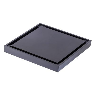 VVW&LIU Copper and Brass Square Bathroom Shower Floor Drain with Tile Insert, Invisible Water Filter, Black