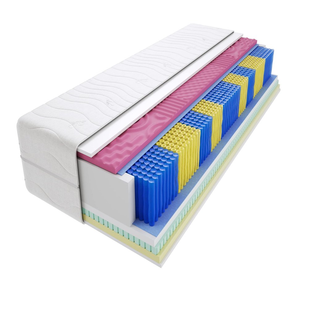 Godre Mattress 165 x 205 cm Double Mattress, H3 Medium-Firm Pocket Spring Mattress, 22 cm High, Latex Visco Memory Profiled Foam