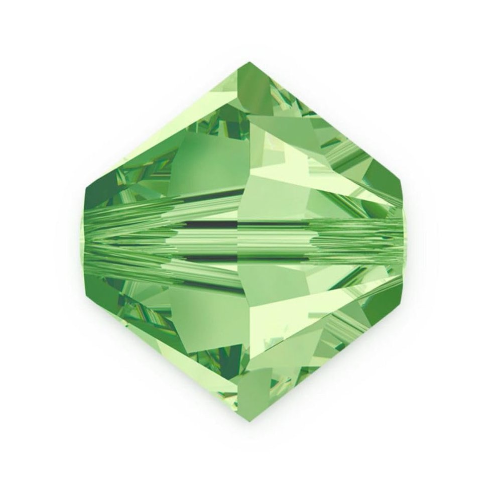 Preciosa Pre-B316 3 mm Faceted Double-Cone Beads, Peridot Green, 100-Pack