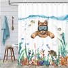 Uokiuki Funny Cat Snorkeling Fabric Shower Curtain, 152.4 x 177.8 cm view 2