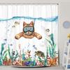 Uokiuki Funny Cat Snorkeling Fabric Shower Curtain, 152.4 x 177.8 cm view 3