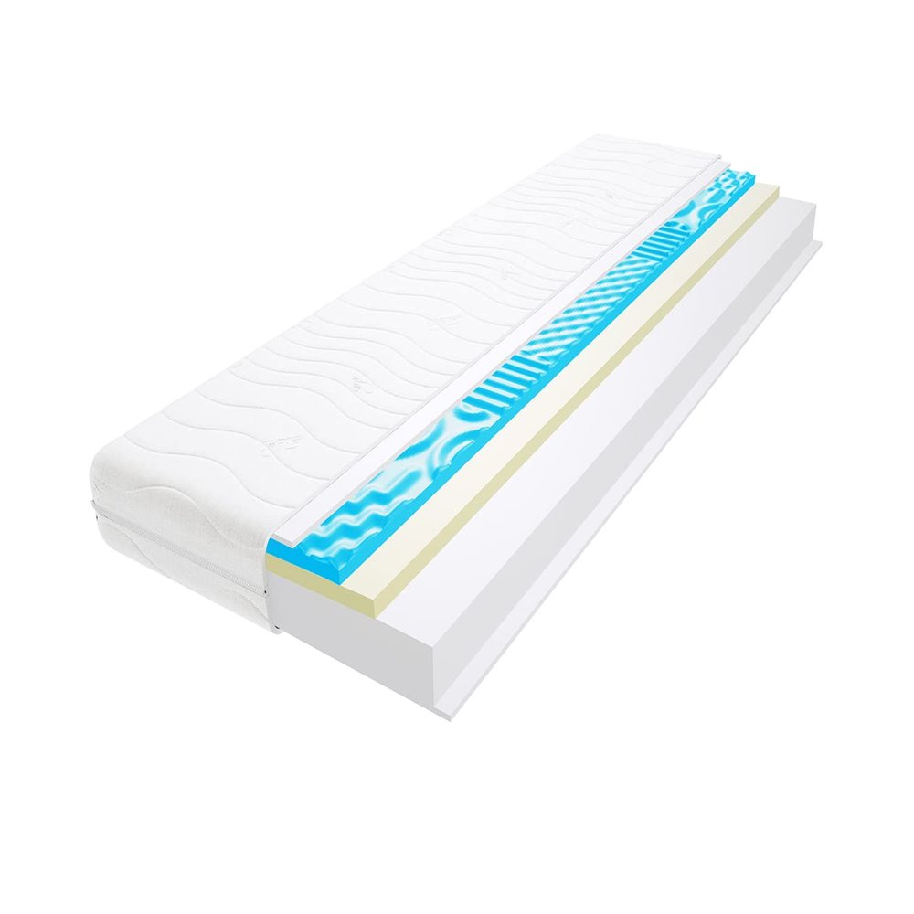 Godre Flavio Visco Molet 7-Zone Foam Mattress 120 x 220 cm, H2 & H3 Firmness, Soft & Medium-Firm, Quilted Cover, 13 cm High, Hypoallergenic