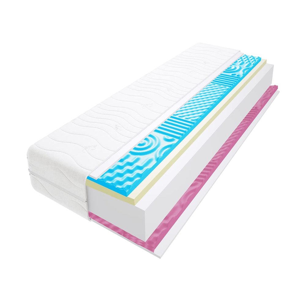 Godre Flavio Max 2X Molet 7-Zone Foam Mattress 125 x 215 cm, H2 & H3 Soft & Medium-Firm, Quilted Cover, 22 cm High, Hypoallergenic