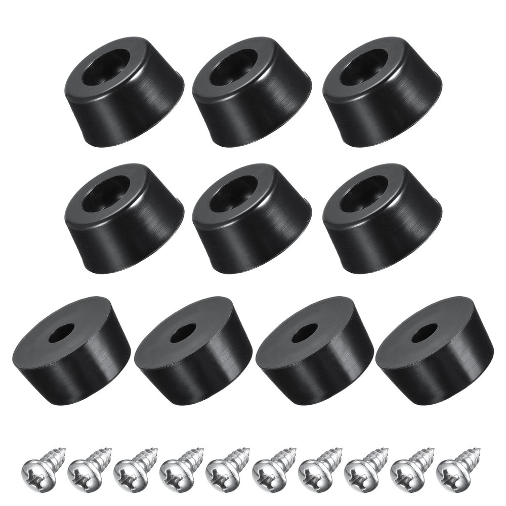 sourcing map 10-Pack Black Screw-On Rubber Feet, 18 mm Wide x 8 mm High