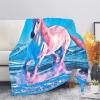 Showudesigns Colorful Horse Throw Blanket for Children and Girls, Thick, Soft Flannel, 114.4 x 152.4 cm view 1