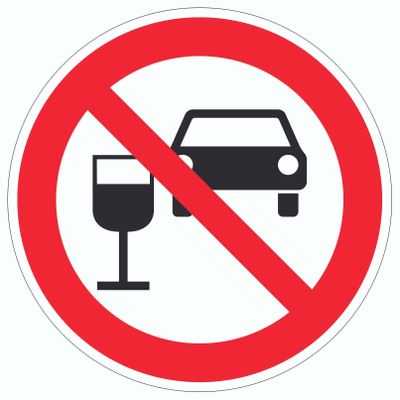 150 mm Round No Drinking and Driving Symbol Sticker