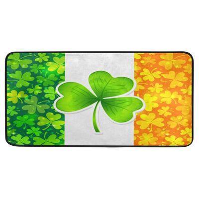 Irish Flag with Large Shamrock Kitchen Rug, 99.1 x 50.8 cm