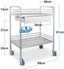 Medical Trolley Cart, Dental Lab Cart, Stainless Steel Laboratory Cart, Portable Serving Cart with Wheels, 2/3 Tiers view 2
