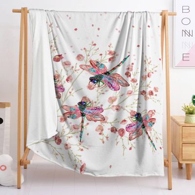 Cozy Blanket, Milky White Dragonfly, Microfiber, Reversible, Thick & Warm, 150 x 200 cm