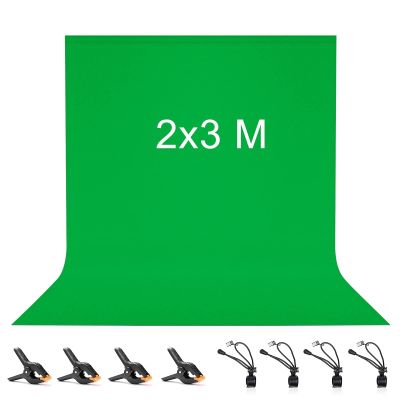 Vevelux 2 x 3 m Green Screen Photography Backdrop with 8 Large Studio Clamps