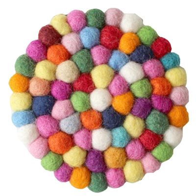 Zonster Durable Felt Coasters, Round Handmade Felted Wool Ball, 10 cm