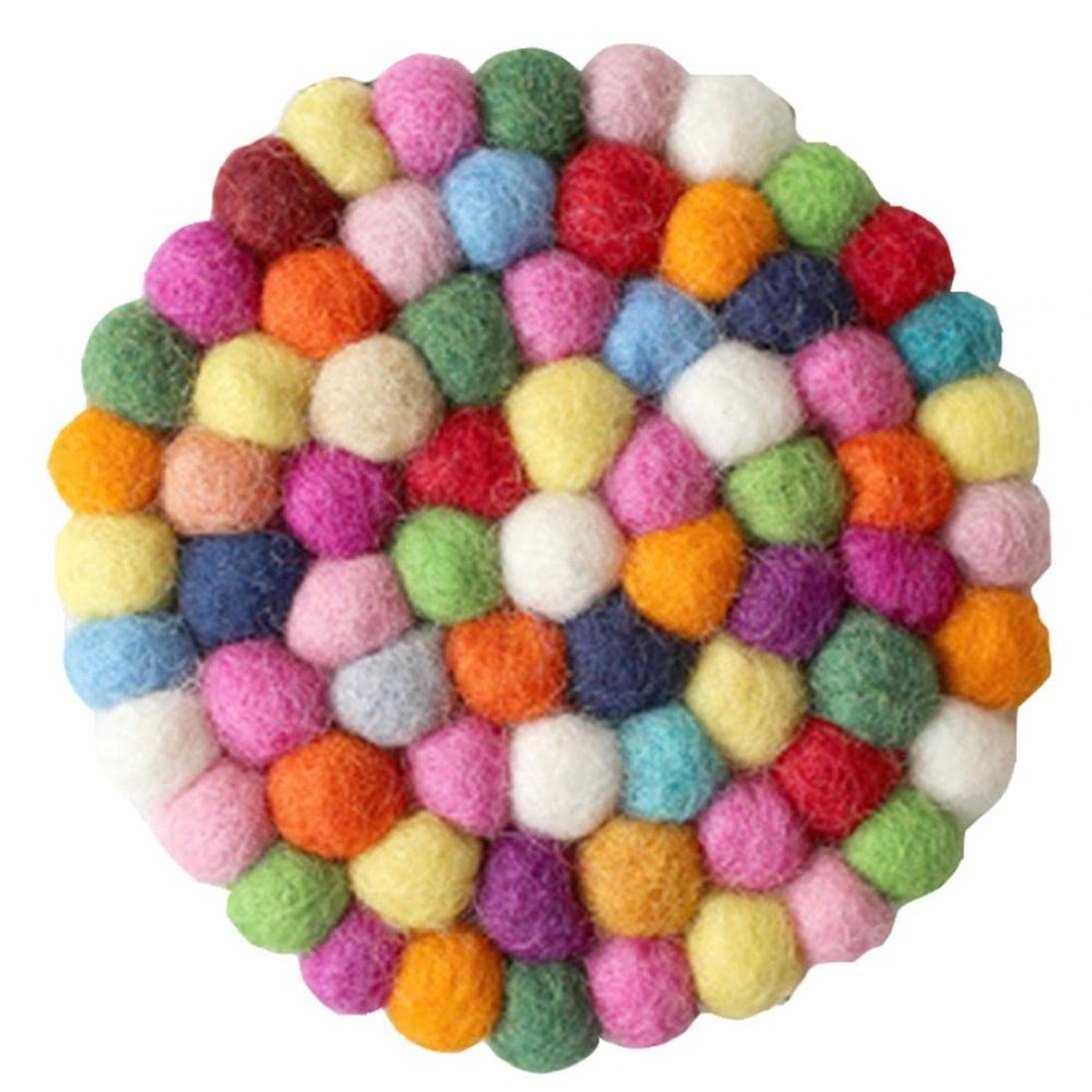 Zonster Durable Felt Coasters, Round Handmade Felted Wool Ball, 10 cm