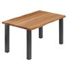 LAMO Manufaktur Solid Wood Dining Table with Live Edge, 140 x 80 x 76 cm, Classic, Dark/Raw Steel with Clear Coat view 1