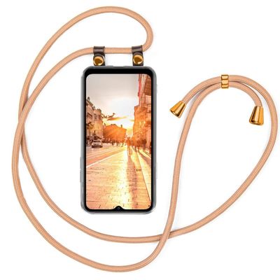 moex Phone Lanyard Case for Samsung Galaxy A03s, Removable 155 cm Strap, Gold