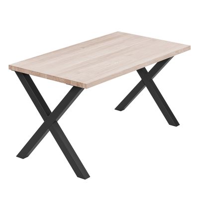 LAMO Manufaktur Solid Wood Dining/Kitchen/Desk/Coffee Table, 140 x 80 x 76 cm, Design, Raw/Black
