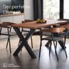 LAMO Manufaktur Solid Wood Dining/Kitchen/Desk/Coffee Table, 140 x 80 x 76 cm, Design, Raw/Black view 2