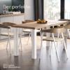 LAMO Manufaktur Solid Wood Table with Live Edge, 100 x 60 x 76 cm, Classic, Rustic/White view 2