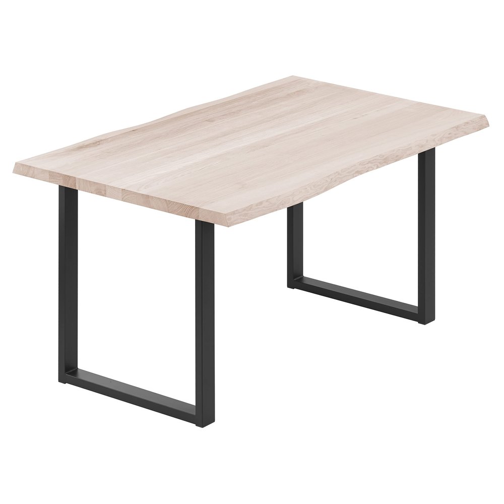 LAMO Manufaktur Solid Wood Dining Table with Live Edge, 100 x 80 x 76 cm, LOFT, Raw/Black
