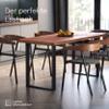 LAMO Manufaktur Solid Wood Dining Table with Live Edge, 100 x 80 x 76 cm, LOFT, Raw/Black view 2