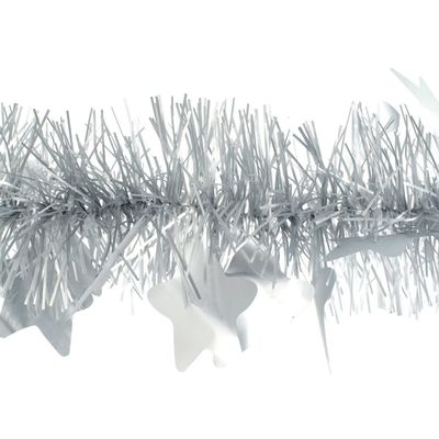 Creativery Christmas Tinsel Garland, 9 cm x 2 m, with Large Stars, Matte Silver