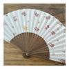 XXZY Cotton and Linen Folding Hand Fan with Green Bamboo Frame, Size B view 1
