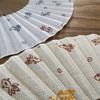 XXZY Cotton and Linen Folding Hand Fan with Green Bamboo Frame, Size B view 2
