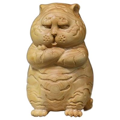 Hand-Sculpted Wooden Tiger Figurine