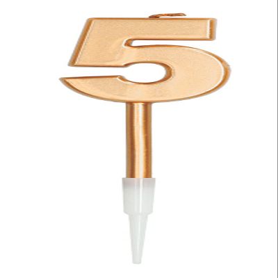 Folat 66035 Number 5 Birthday Candle, Bronze Metallic, Approx. 10 cm