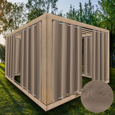 ZJXSNEH Outdoor Patio Curtain, Waterproof and Extra-Wide, Windproof, Brown, 200 x 140 cm, 1 Panel