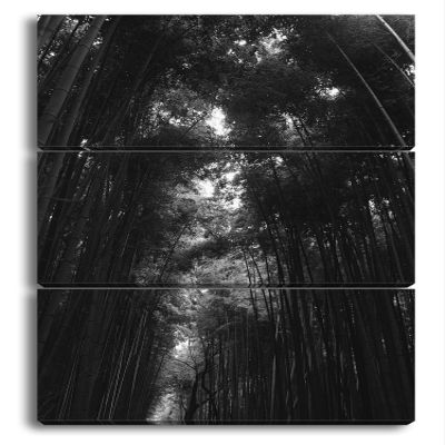 Bamboo Forest Canvas Wall Art, “Mystery of Green,” 120 x 80 cm, 3-Piece, Black-and-White Effect