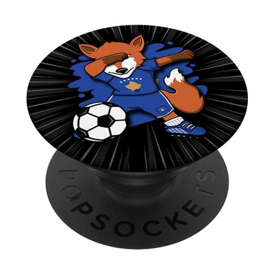 Dabbing Fox Kosovo Soccer Fans Jersey for Kosovar Soccer Lovers, PopSockets PopGrip