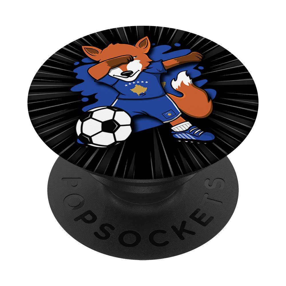 Dabbing Fox Kosovo Soccer Fans Jersey for Kosovar Soccer Lovers, PopSockets PopGrip