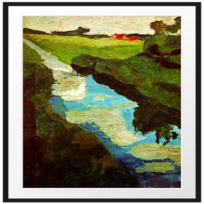 Pixxprint Paula Modersohn-Becker “Moorgraben Moorkanal” Framed Art Print with Gallery Mat, 100 x 70 cm