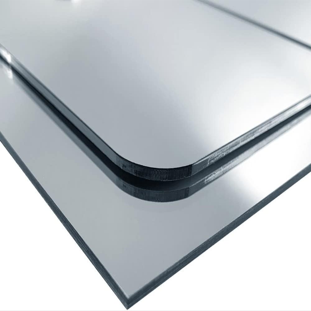Signaltique.biz France Acrylic Mirror, 3 mm, 500 x 800 mm, Silver, Rounded Corners, Lightweight & Shatter-Resistant, with Protective Film