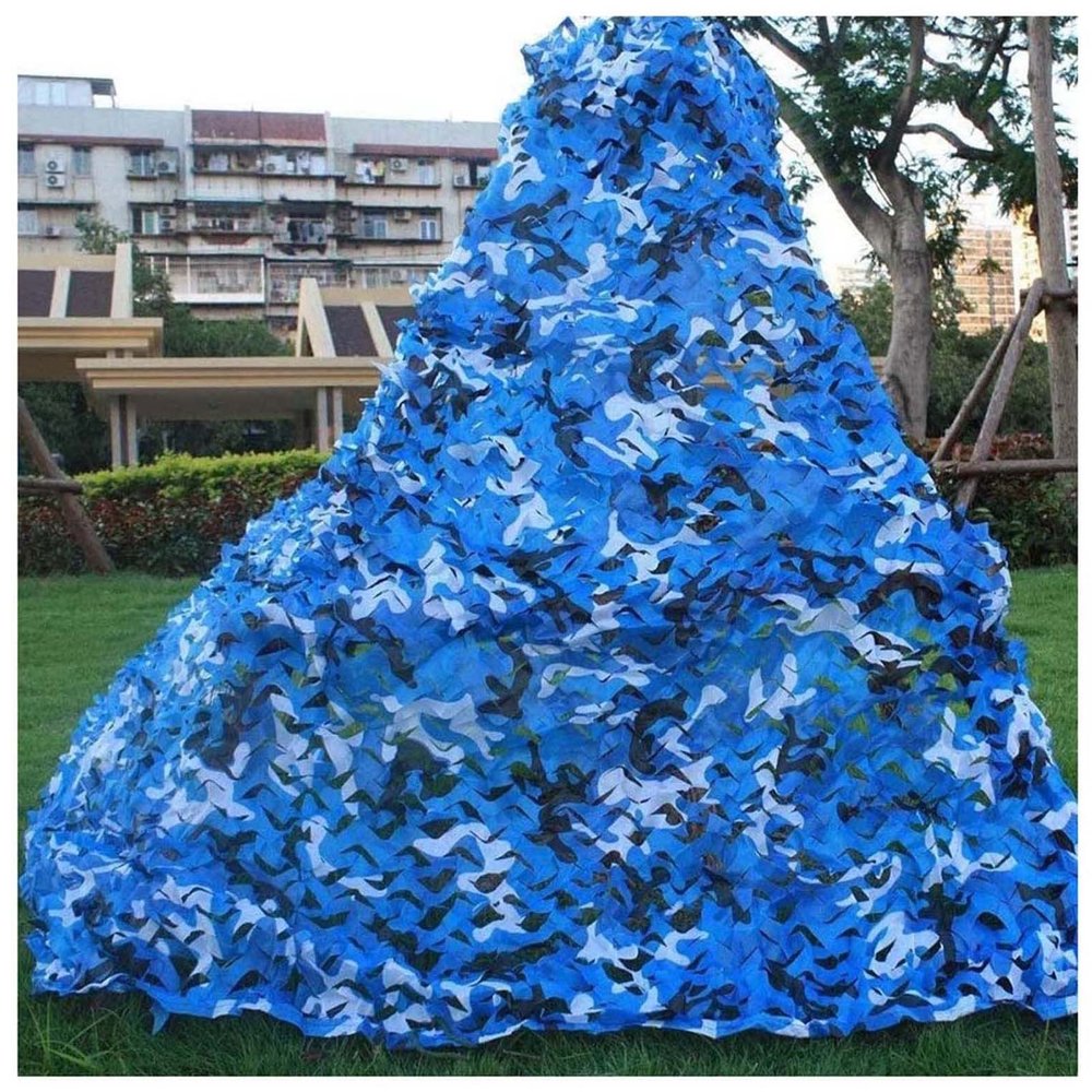 Xrdbfd Reinforced Blue Camouflage Net, Breathable Shade Sail, 1.5 x 5 m (4.9 x 16.4 ft)