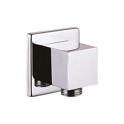 Creavit Square Wall Connection Elbow, Chrome-Plated Brass, 1/2-Inch Shower Hose Connection